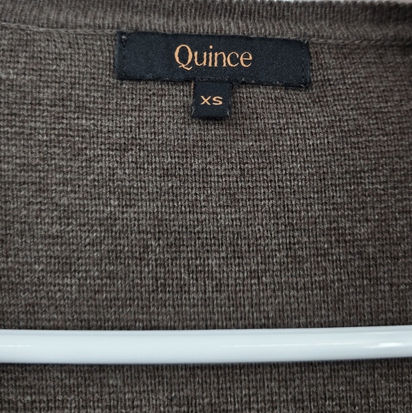 Quince Organic Cotton Knit Coat Heather Brown XS - Picture 2 of 5